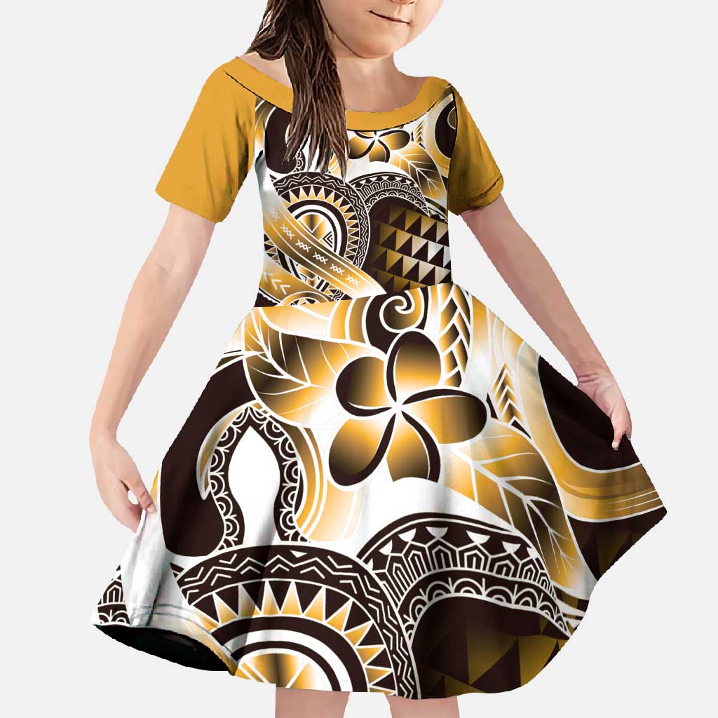 Aloha Gold Tribal Honu Tattoo Family Matching Tank Maxi Dress and Hawaiian Shirt