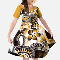 Aloha Gold Tribal Honu Tattoo Family Matching Tank Maxi Dress and Hawaiian Shirt