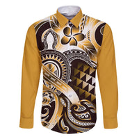 Aloha Gold Tribal Honu Tattoo Family Matching Tank Maxi Dress and Hawaiian Shirt