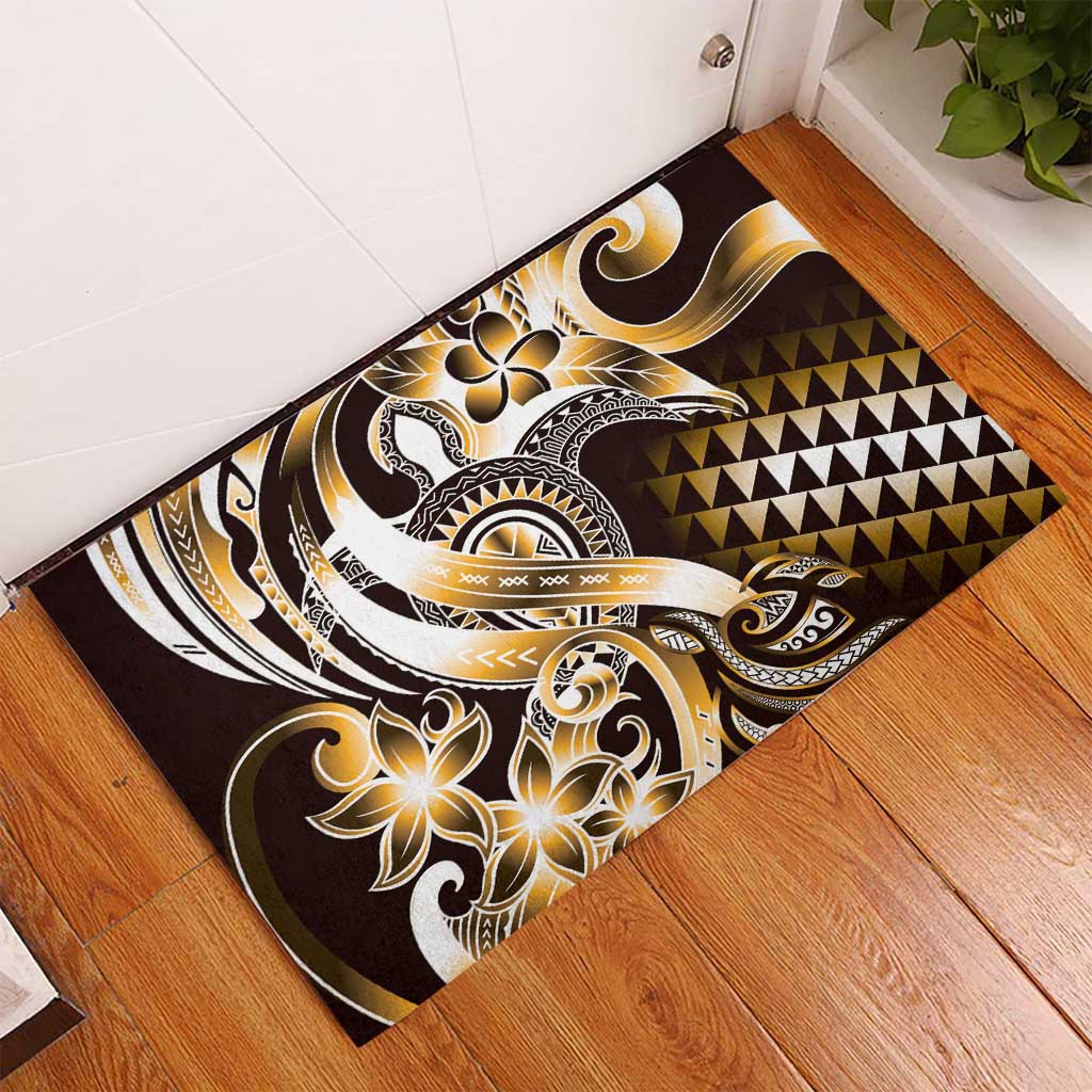 Aloha Gold Tribal Honu Tattoo Rubber Doormat