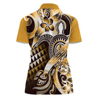 Aloha Gold Tribal Honu Tattoo Women Polo Shirt