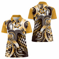 Aloha Gold Tribal Honu Tattoo Women Polo Shirt