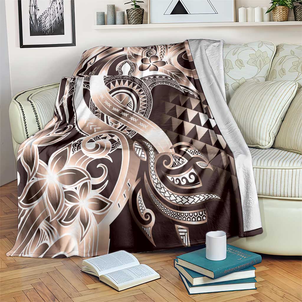 Aloha Mocha Mousse Tribal Honu Tattoo Blanket