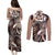 Aloha Mocha Mousse Tribal Honu Tattoo Couples Matching Puletasi and Long Sleeve Button Shirt