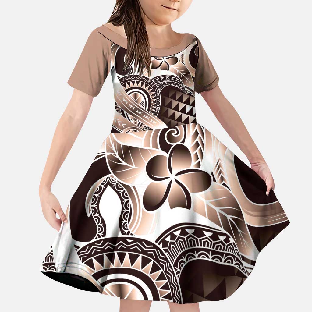 Aloha Mocha Mousse Tribal Honu Tattoo Family Matching Tank Maxi Dress and Hawaiian Shirt