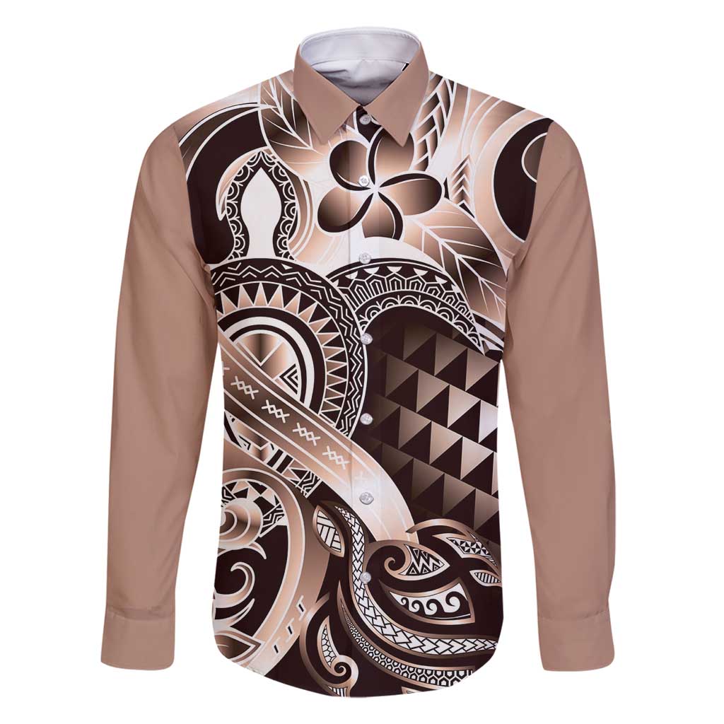 Aloha Mocha Mousse Tribal Honu Tattoo Family Matching Tank Maxi Dress and Hawaiian Shirt