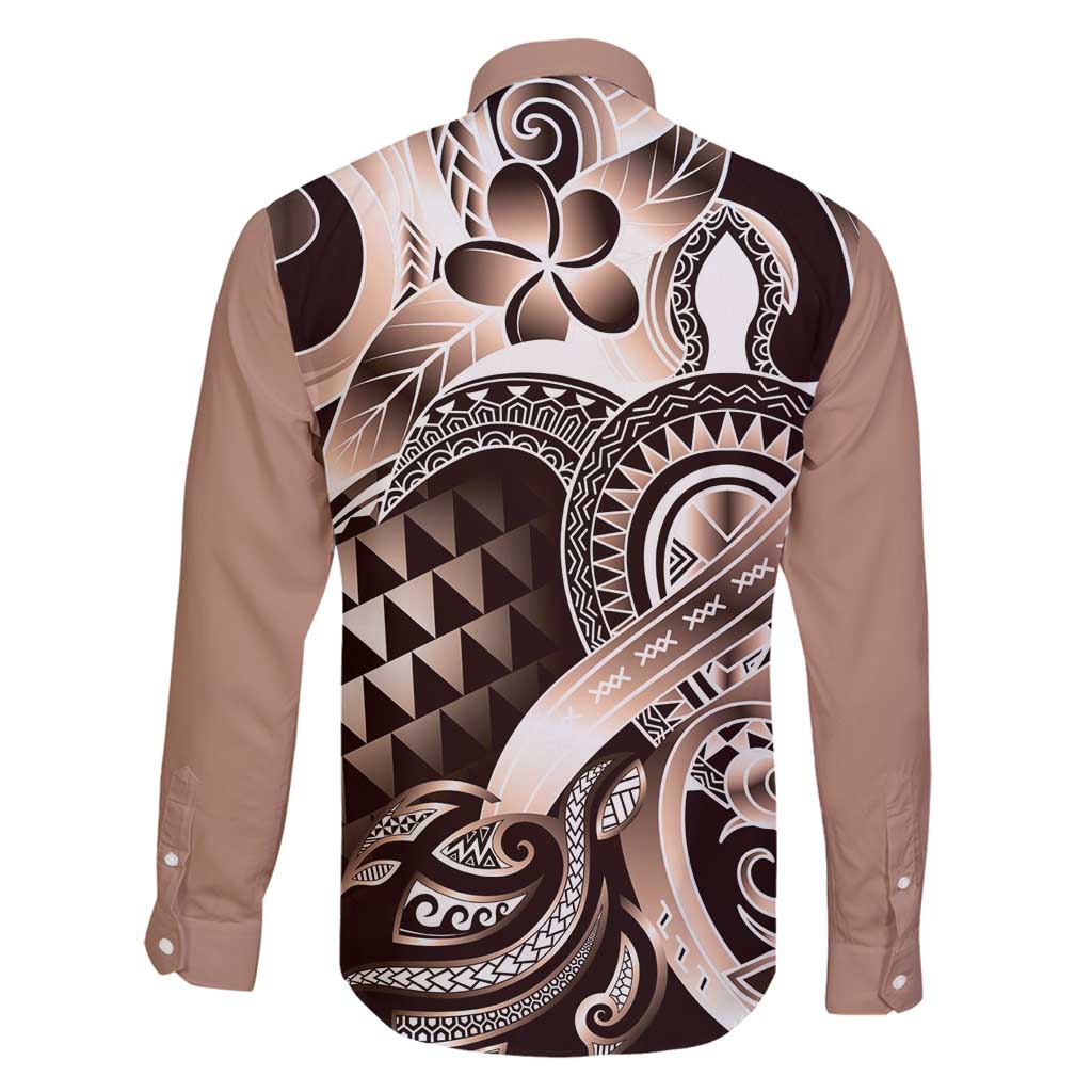 Aloha Mocha Mousse Tribal Honu Tattoo Family Matching Tank Maxi Dress and Hawaiian Shirt