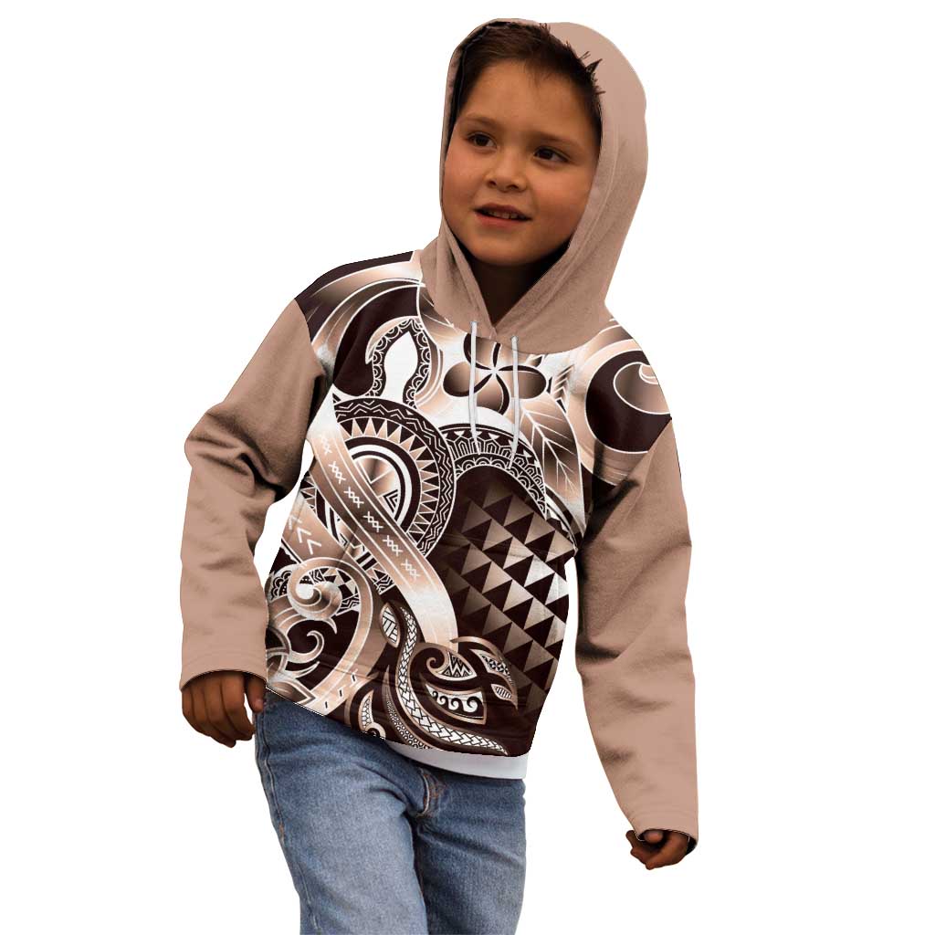 Aloha Mocha Mousse Tribal Honu Tattoo Kid Hoodie