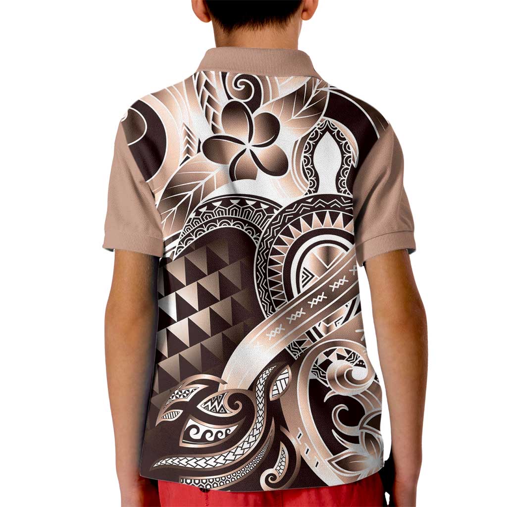 Aloha Mocha Mousse Tribal Honu Tattoo Kid Polo Shirt