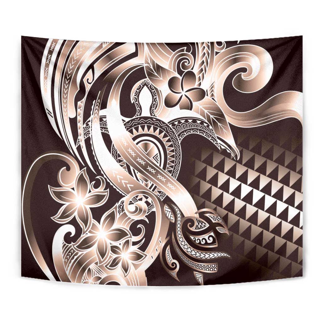 Aloha Mocha Mousse Tribal Honu Tattoo Tapestry