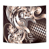 Aloha Mocha Mousse Tribal Honu Tattoo Tapestry