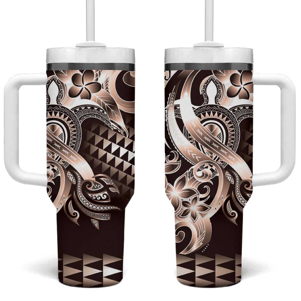 Aloha Mocha Mousse Tribal Honu Tattoo Tumbler With Handle