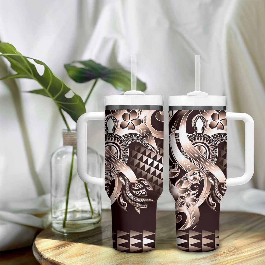 Aloha Mocha Mousse Tribal Honu Tattoo Tumbler With Handle