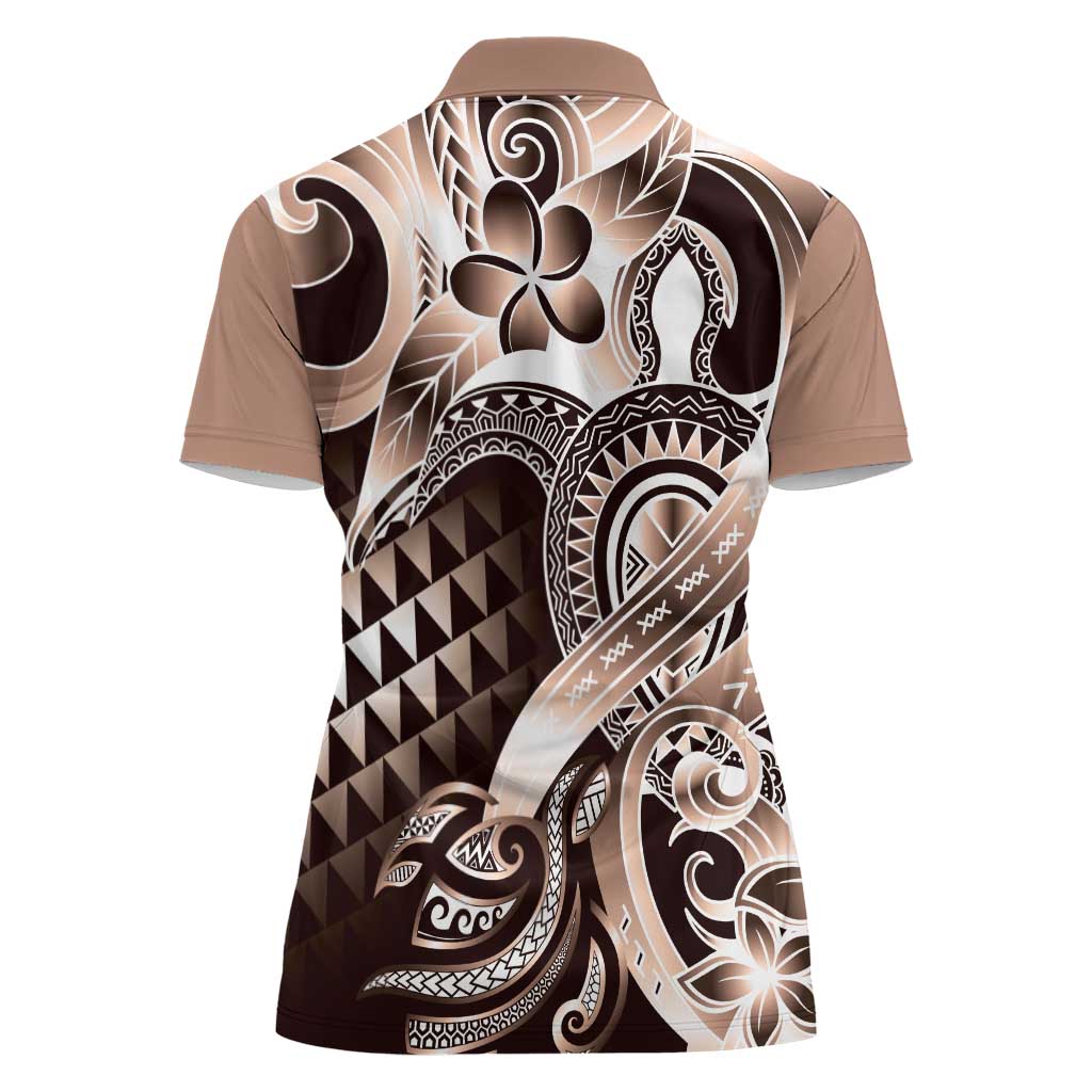 Aloha Mocha Mousse Tribal Honu Tattoo Women Polo Shirt