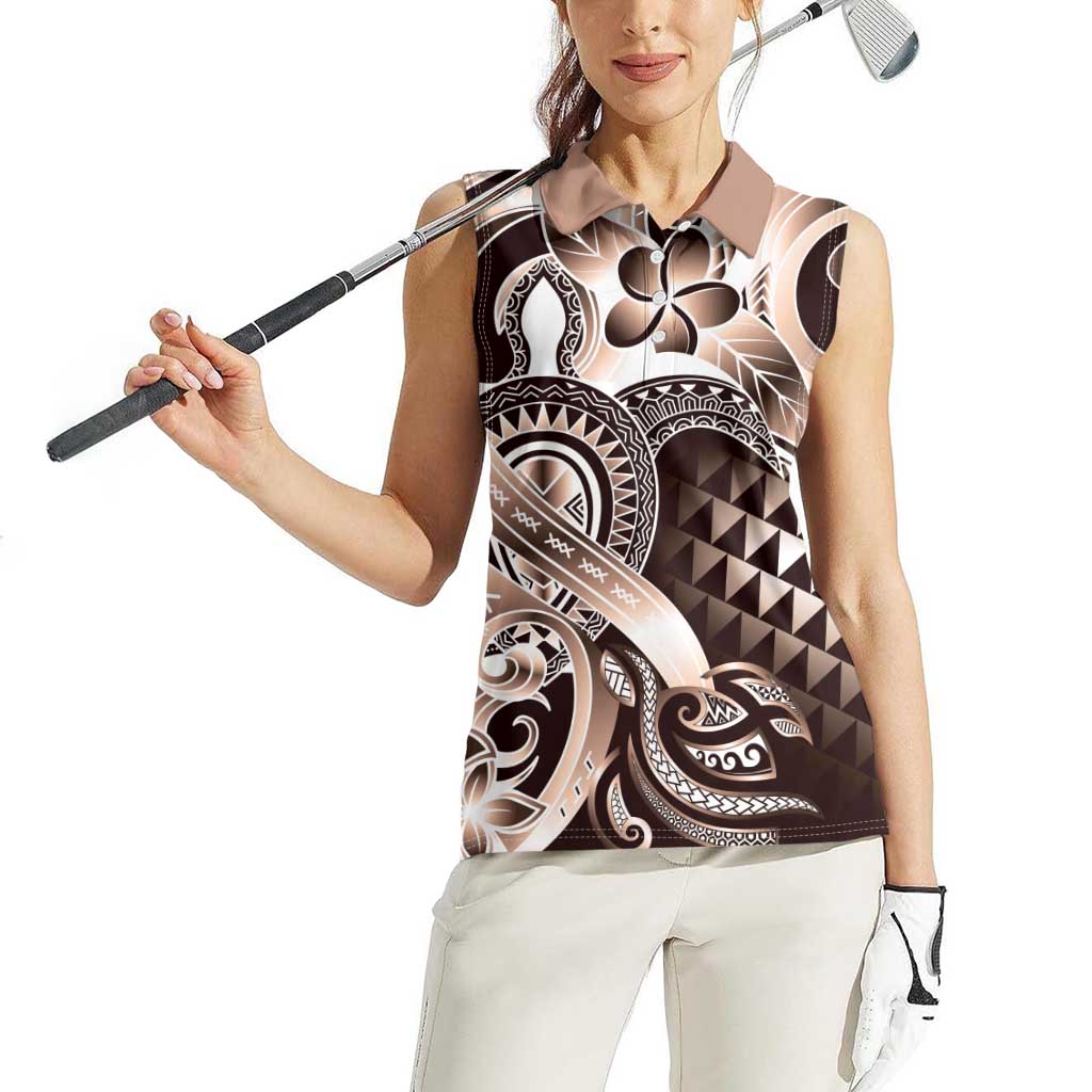 Aloha Mocha Mousse Tribal Honu Tattoo Women Sleeveless Polo Shirt