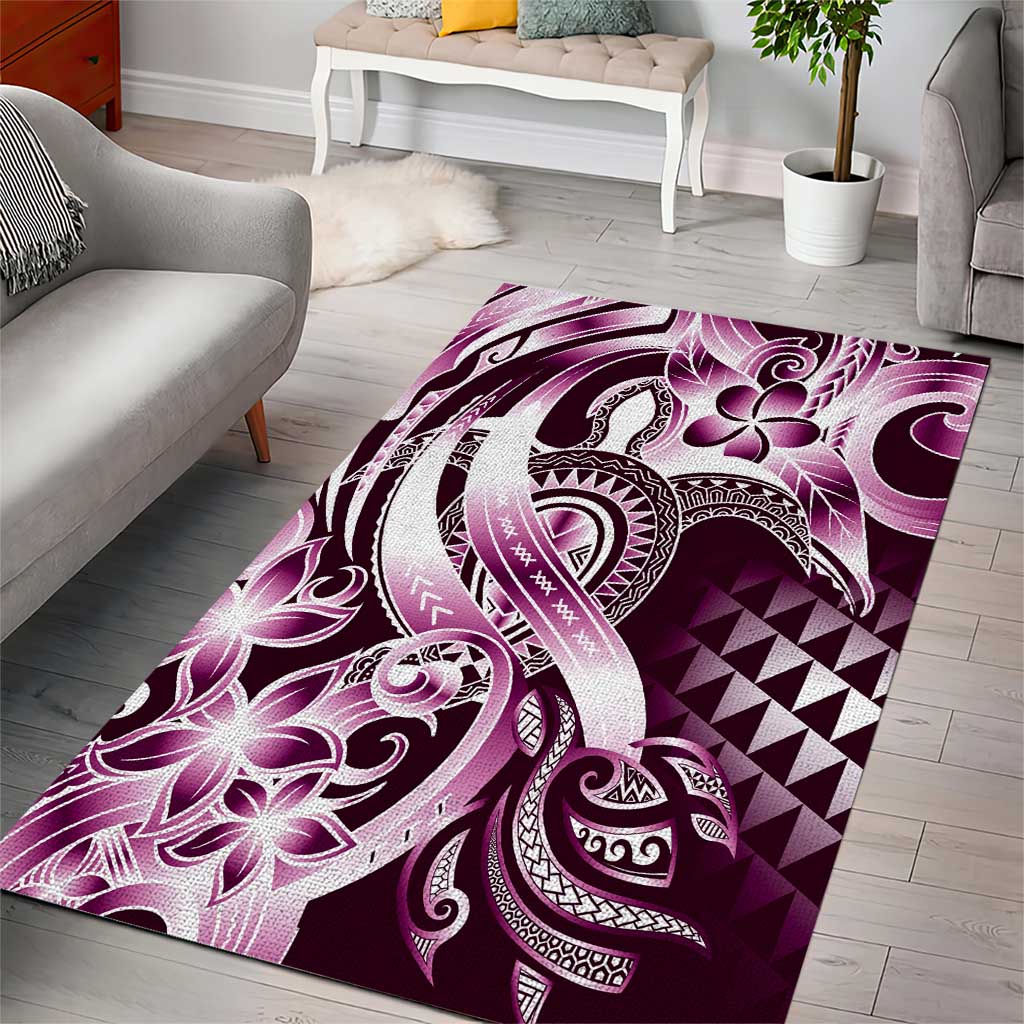 Aloha Pink Tribal Honu Tattoo Area Rug