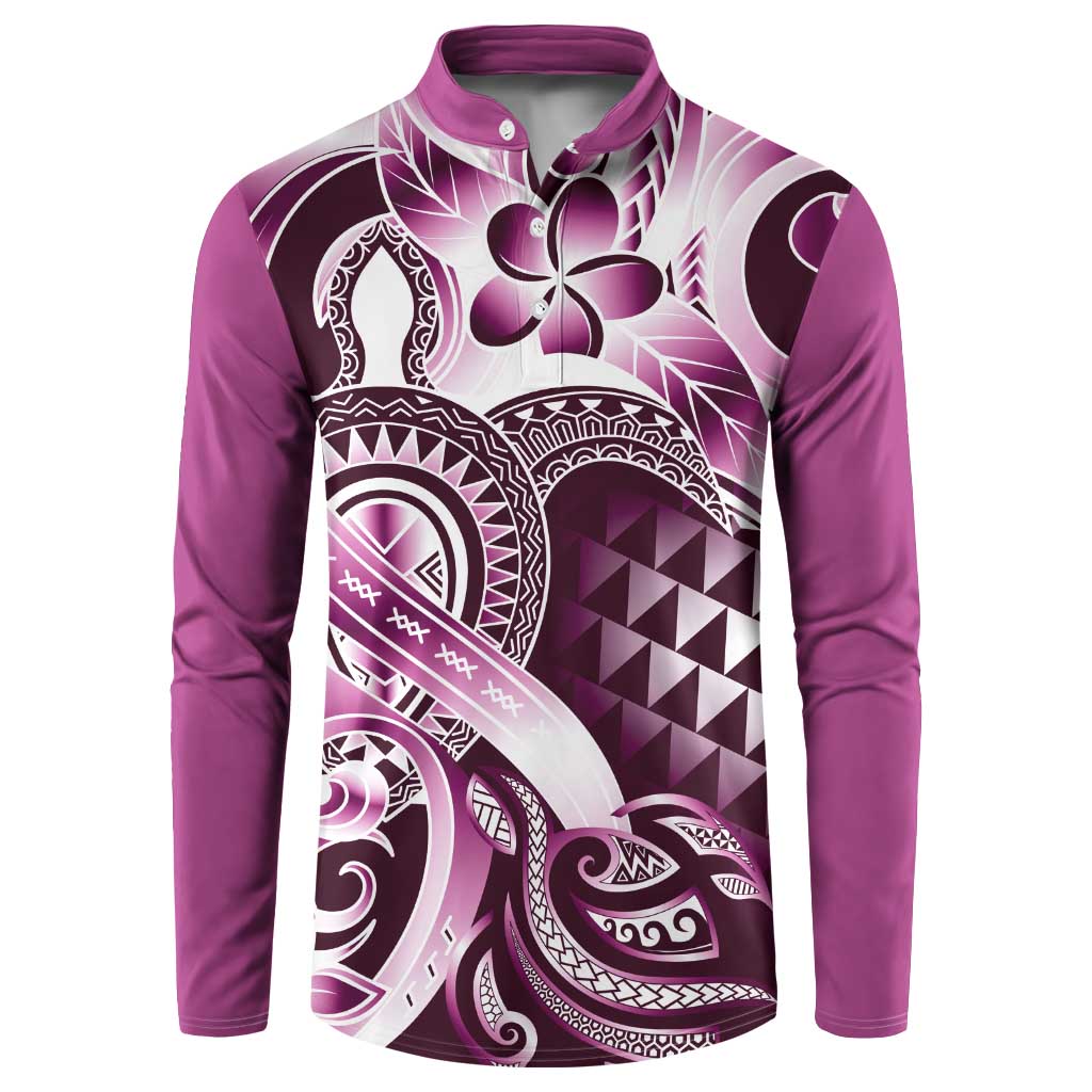 Aloha Pink Tribal Honu Tattoo Button Sweatshirt