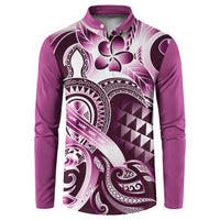 Aloha Pink Tribal Honu Tattoo Button Sweatshirt