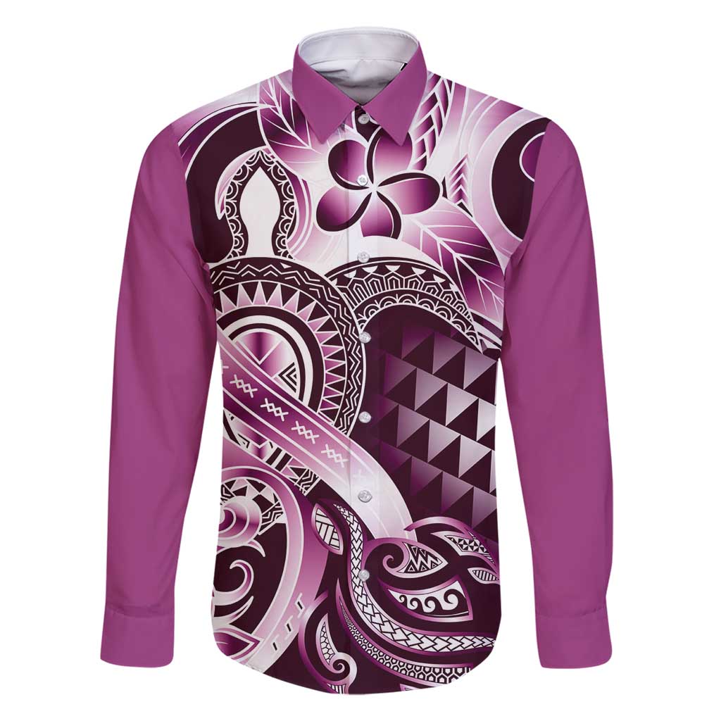 Aloha Pink Tribal Honu Tattoo Family Matching Mermaid Dress and Hawaiian Shirt