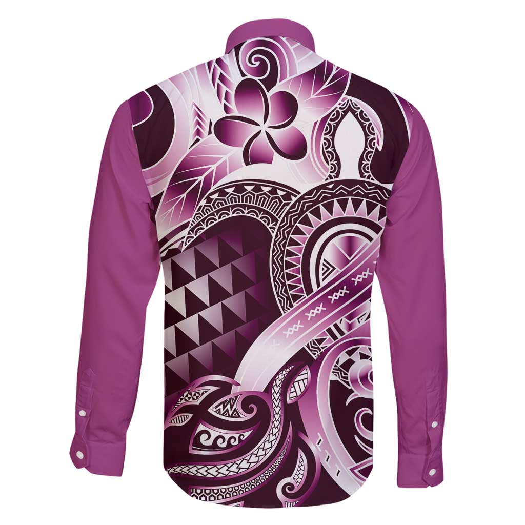 Aloha Pink Tribal Honu Tattoo Family Matching Mermaid Dress and Hawaiian Shirt