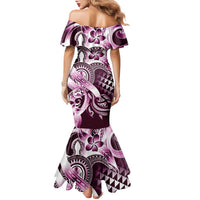 Aloha Pink Tribal Honu Tattoo Family Matching Mermaid Dress and Hawaiian Shirt