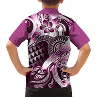 Aloha Pink Tribal Honu Tattoo Family Matching Tank Maxi Dress and Hawaiian Shirt