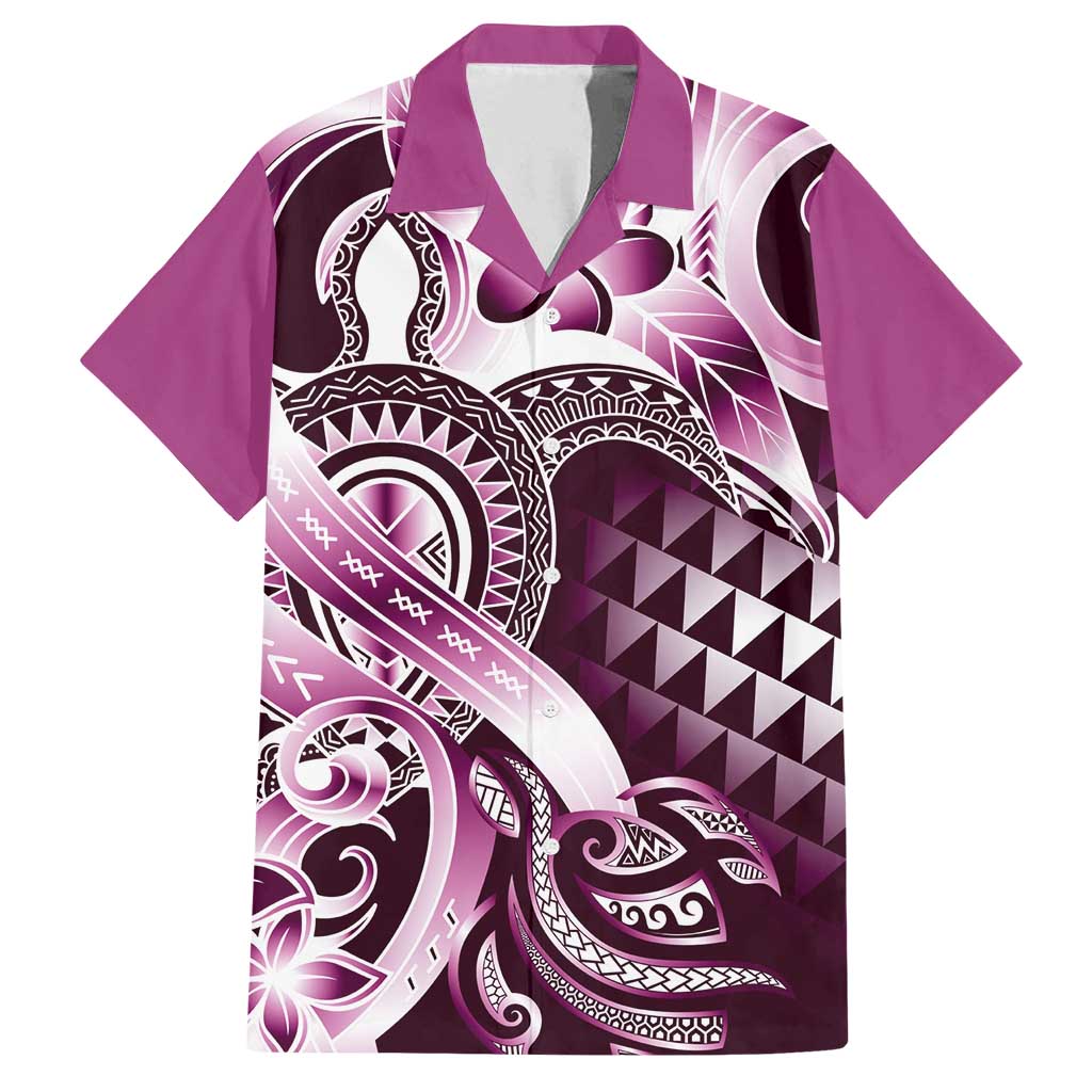 Aloha Pink Tribal Honu Tattoo Family Matching Tank Maxi Dress and Hawaiian Shirt