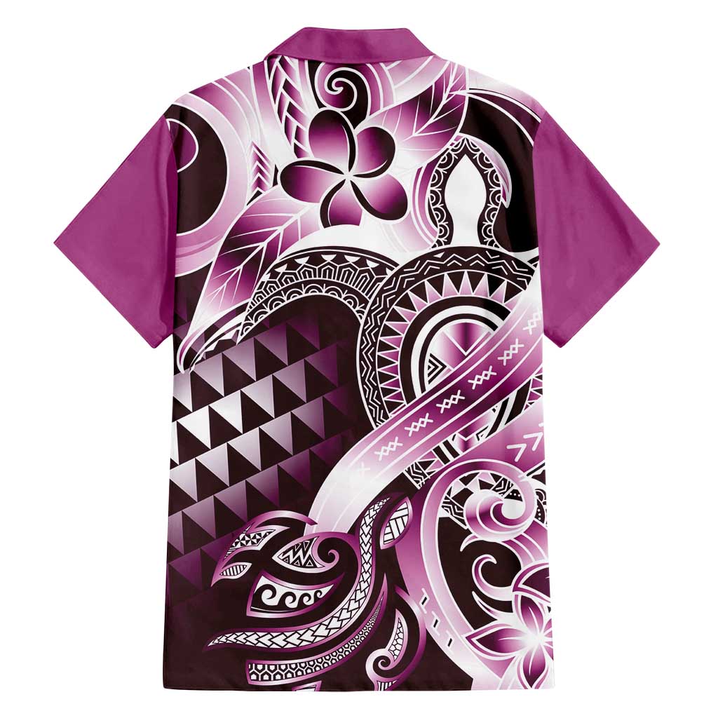 Aloha Pink Tribal Honu Tattoo Family Matching Tank Maxi Dress and Hawaiian Shirt