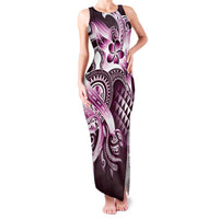 Aloha Pink Tribal Honu Tattoo Family Matching Tank Maxi Dress and Hawaiian Shirt