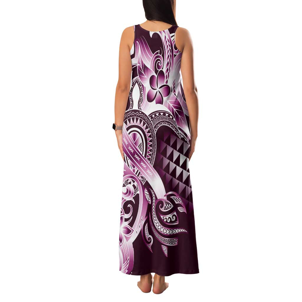 Aloha Pink Tribal Honu Tattoo Family Matching Tank Maxi Dress and Hawaiian Shirt