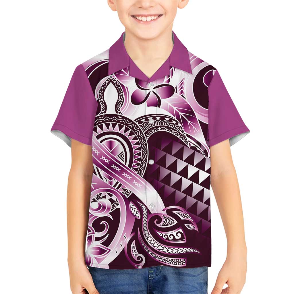 Aloha Pink Tribal Honu Tattoo Family Matching Tank Maxi Dress and Hawaiian Shirt