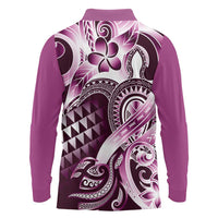 Aloha Pink Tribal Honu Tattoo Long Sleeve Polo Shirt
