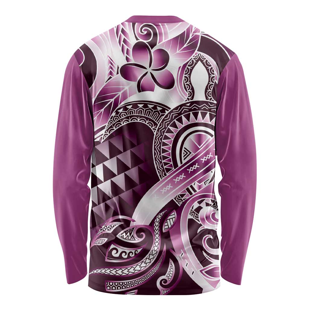 Aloha Pink Tribal Honu Tattoo Long Sleeve Shirt