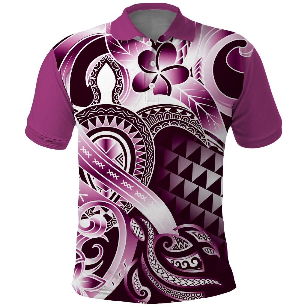 Aloha Pink Tribal Honu Tattoo Polo Shirt
