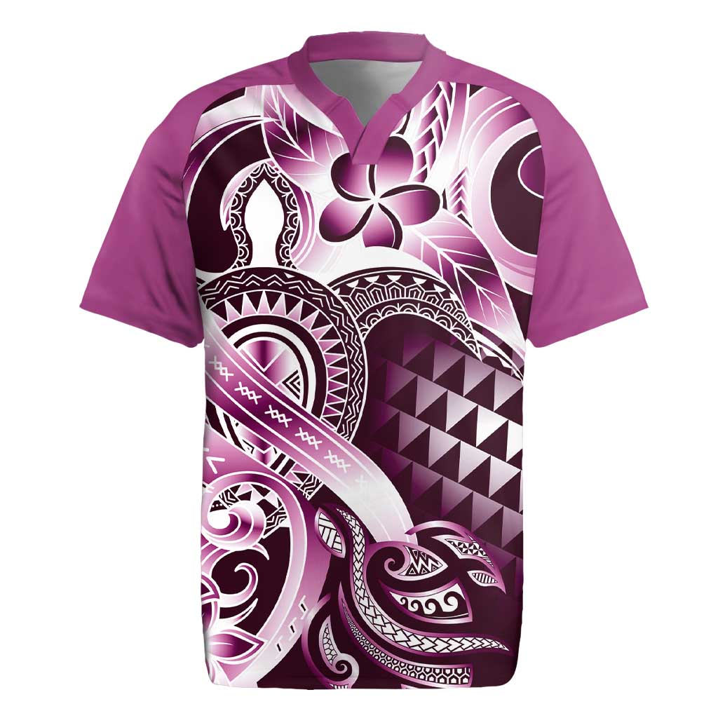 Aloha Pink Tribal Honu Tattoo Rugby Jersey