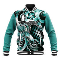 Aloha Turquoise Tribal Honu Tattoo Baseball Jacket