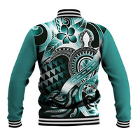 Aloha Turquoise Tribal Honu Tattoo Baseball Jacket