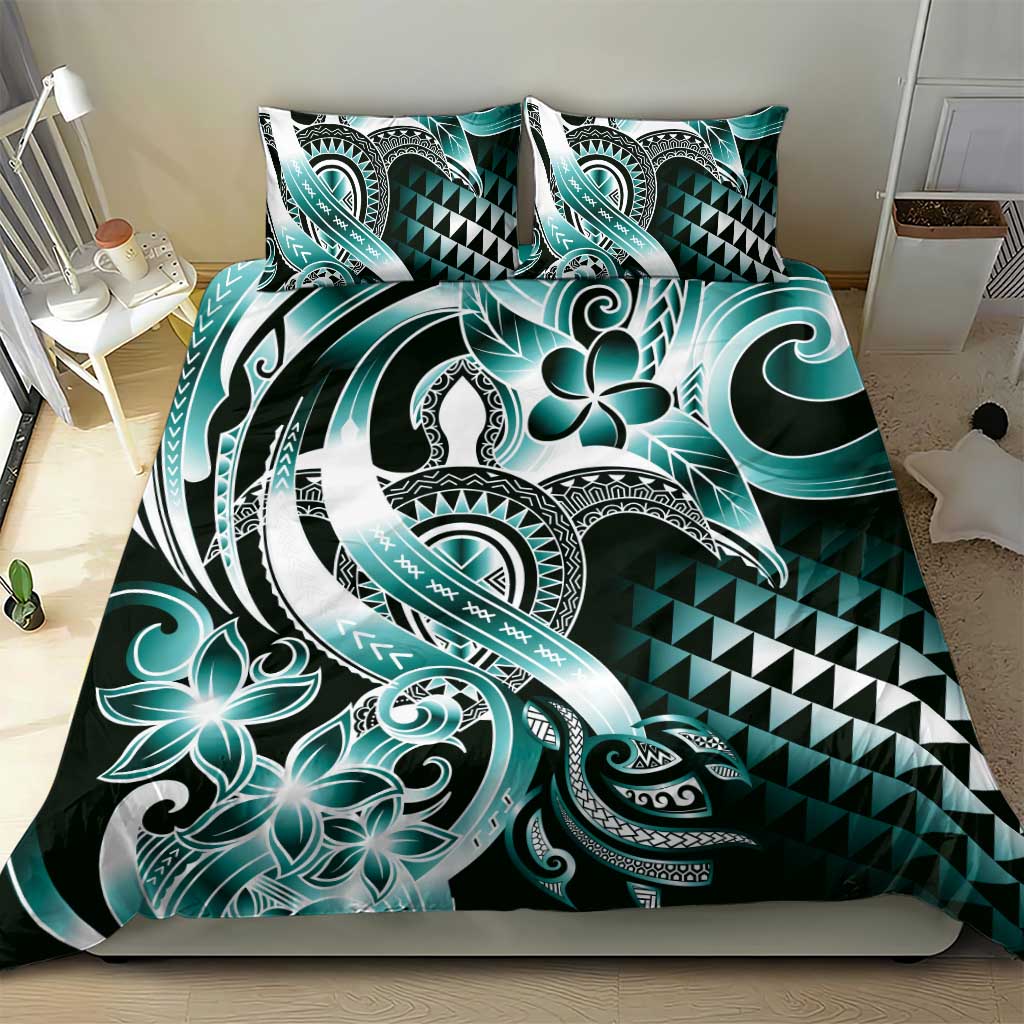 Aloha Turquoise Tribal Honu Tattoo Bedding Set