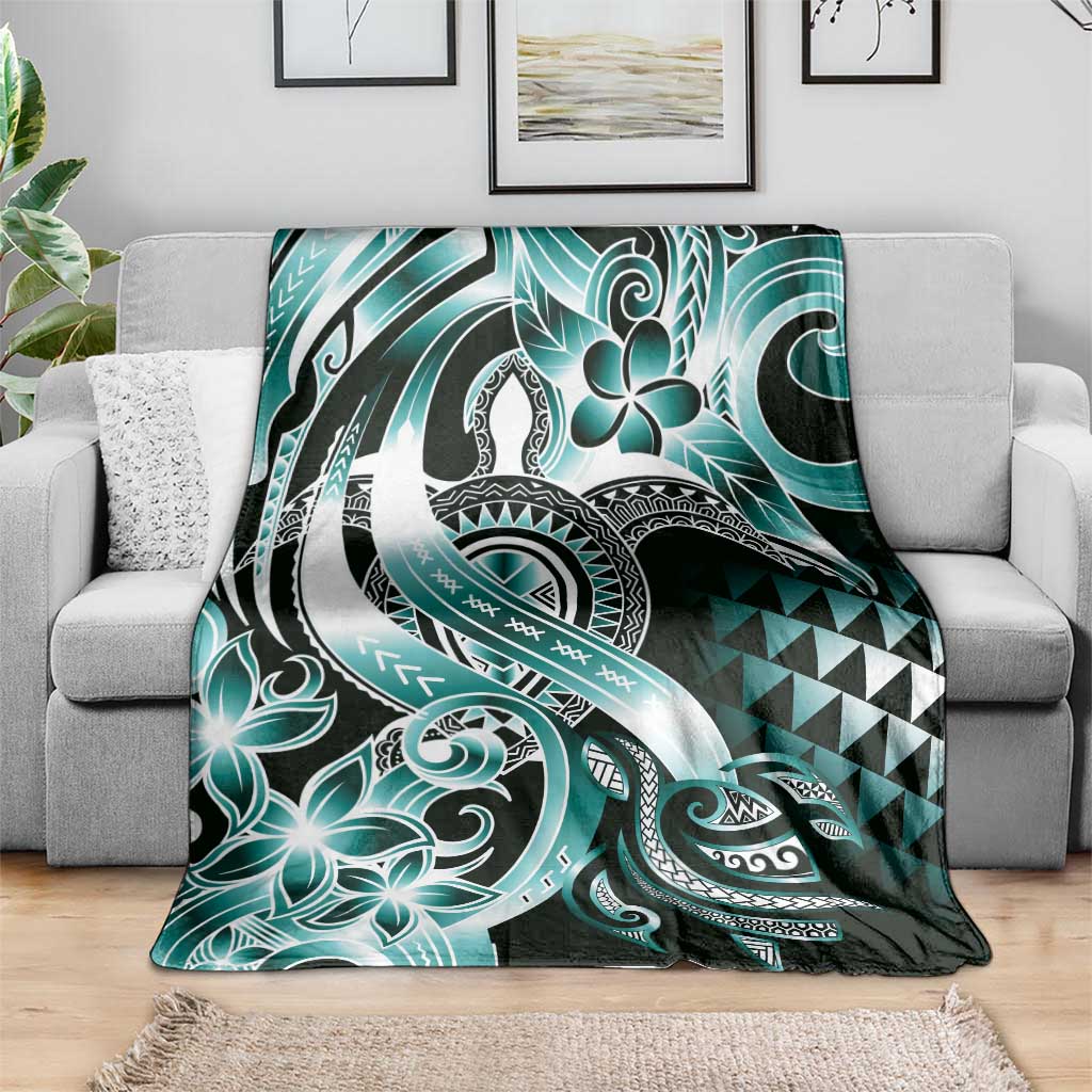 Aloha Turquoise Tribal Honu Tattoo Blanket