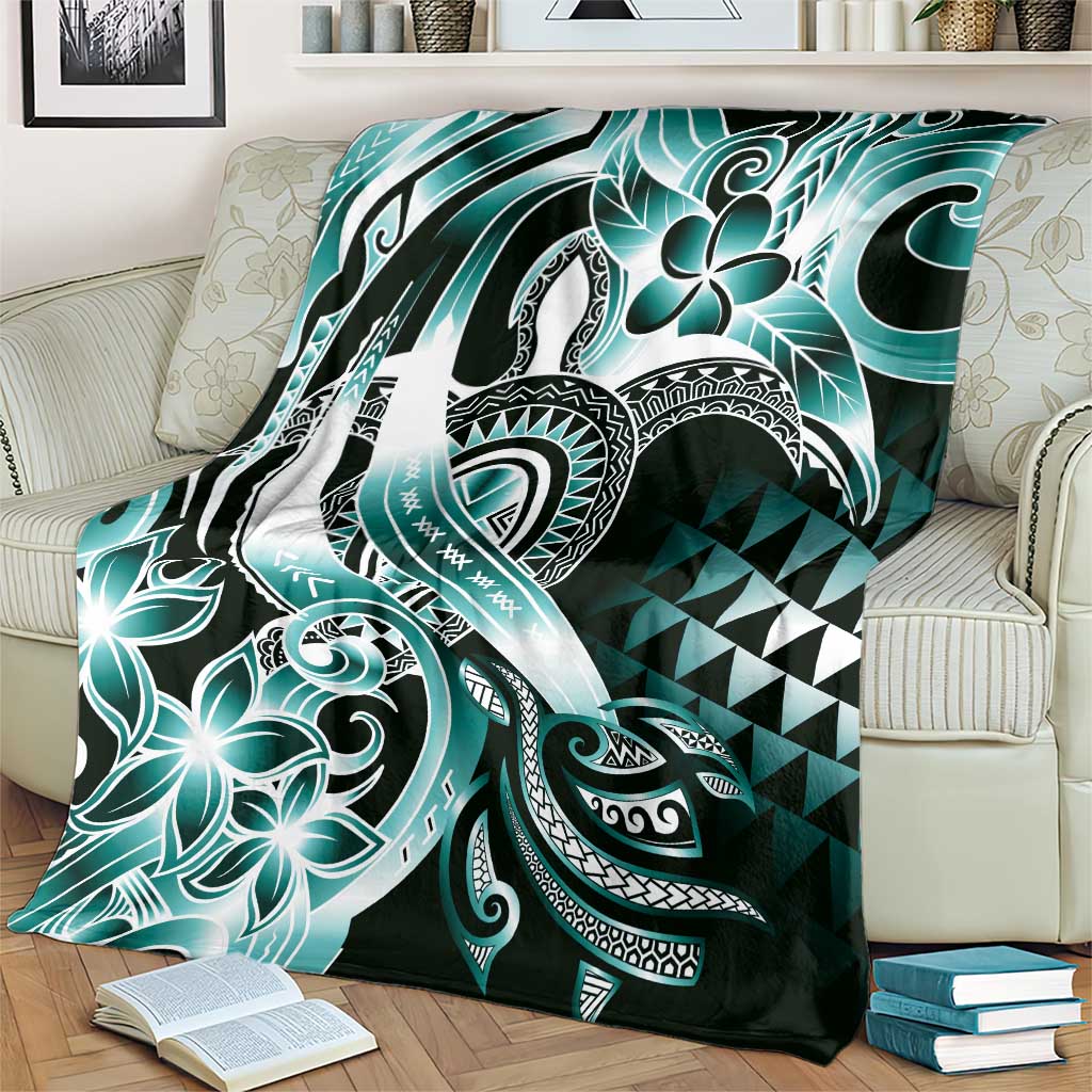 Aloha Turquoise Tribal Honu Tattoo Blanket