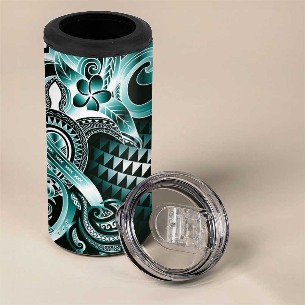 Aloha Turquoise Tribal Honu Tattoo 4 in 1 Can Cooler Tumbler