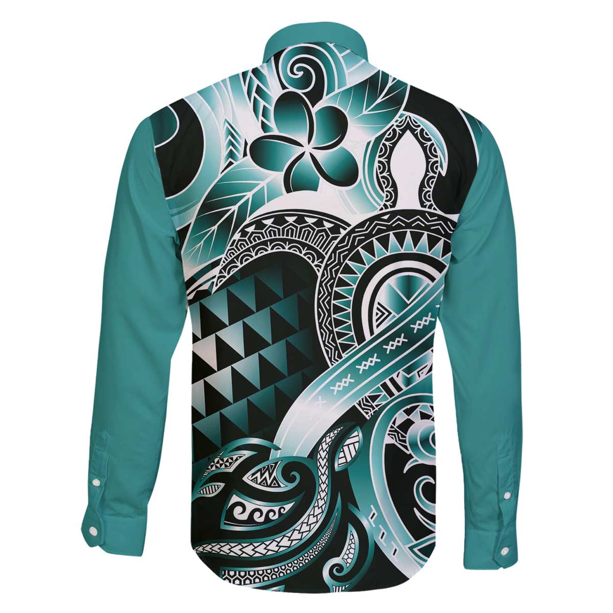 Aloha Turquoise Tribal Honu Tattoo Family Matching Off The Shoulder Long Sleeve Dress and Hawaiian Shirt