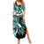 Aloha Turquoise Tribal Honu Tattoo Family Matching Summer Maxi Dress and Hawaiian Shirt