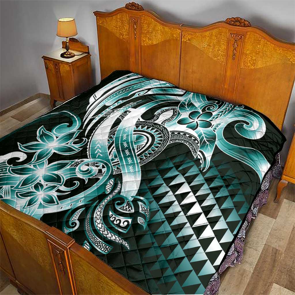 Aloha Turquoise Tribal Honu Tattoo Quilt