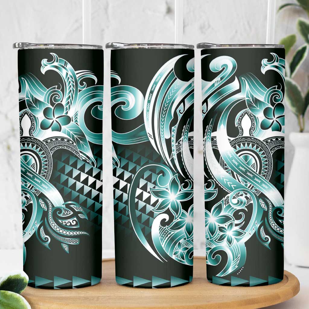 Aloha Turquoise Tribal Honu Tattoo Skinny Tumbler