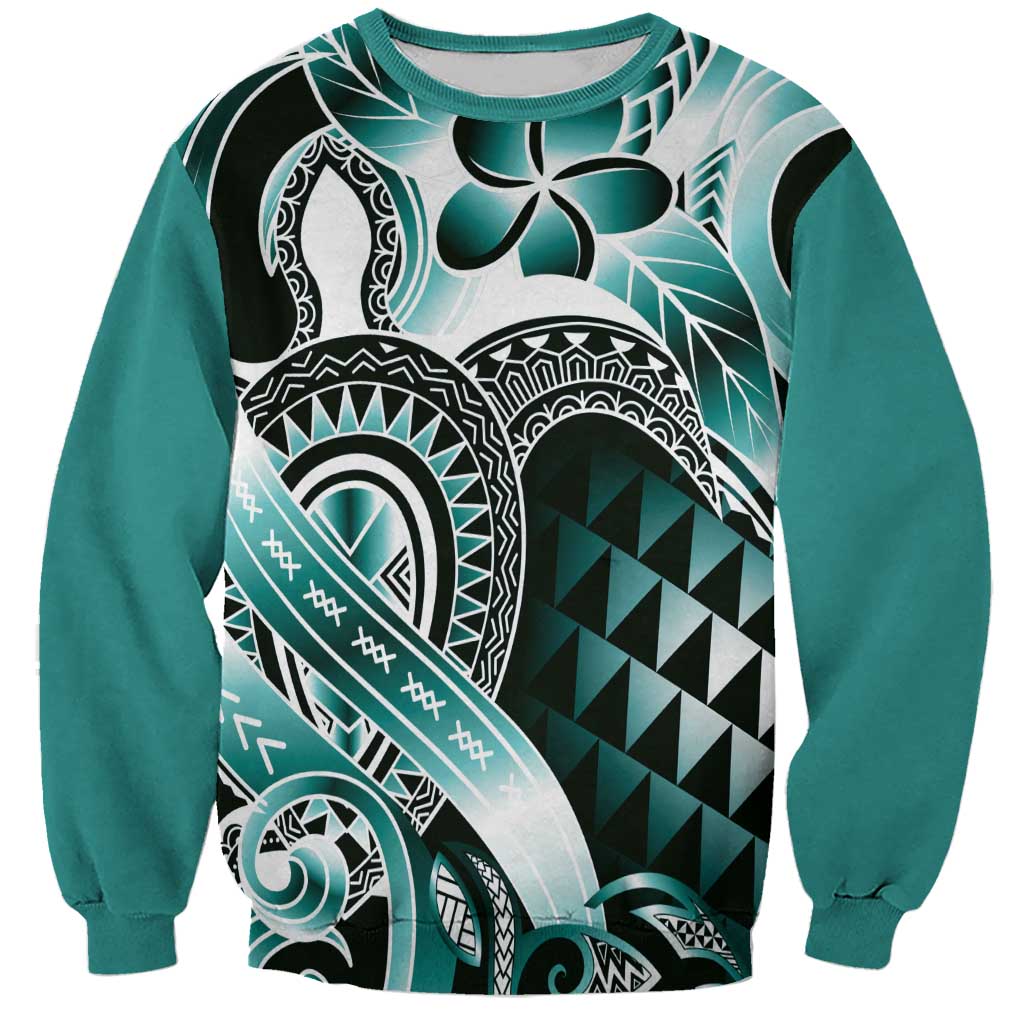 Aloha Turquoise Tribal Honu Tattoo Sweatshirt