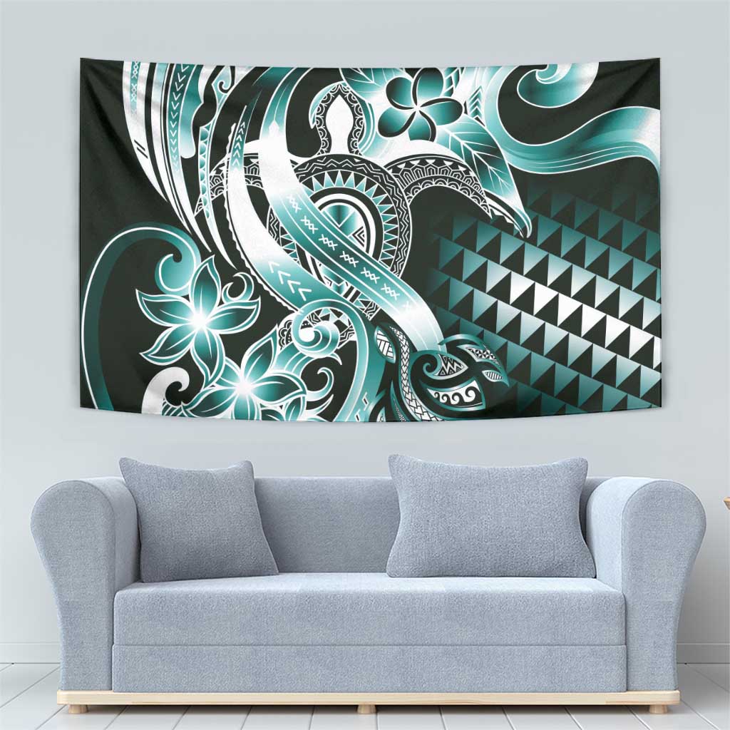 Aloha Turquoise Tribal Honu Tattoo Tapestry