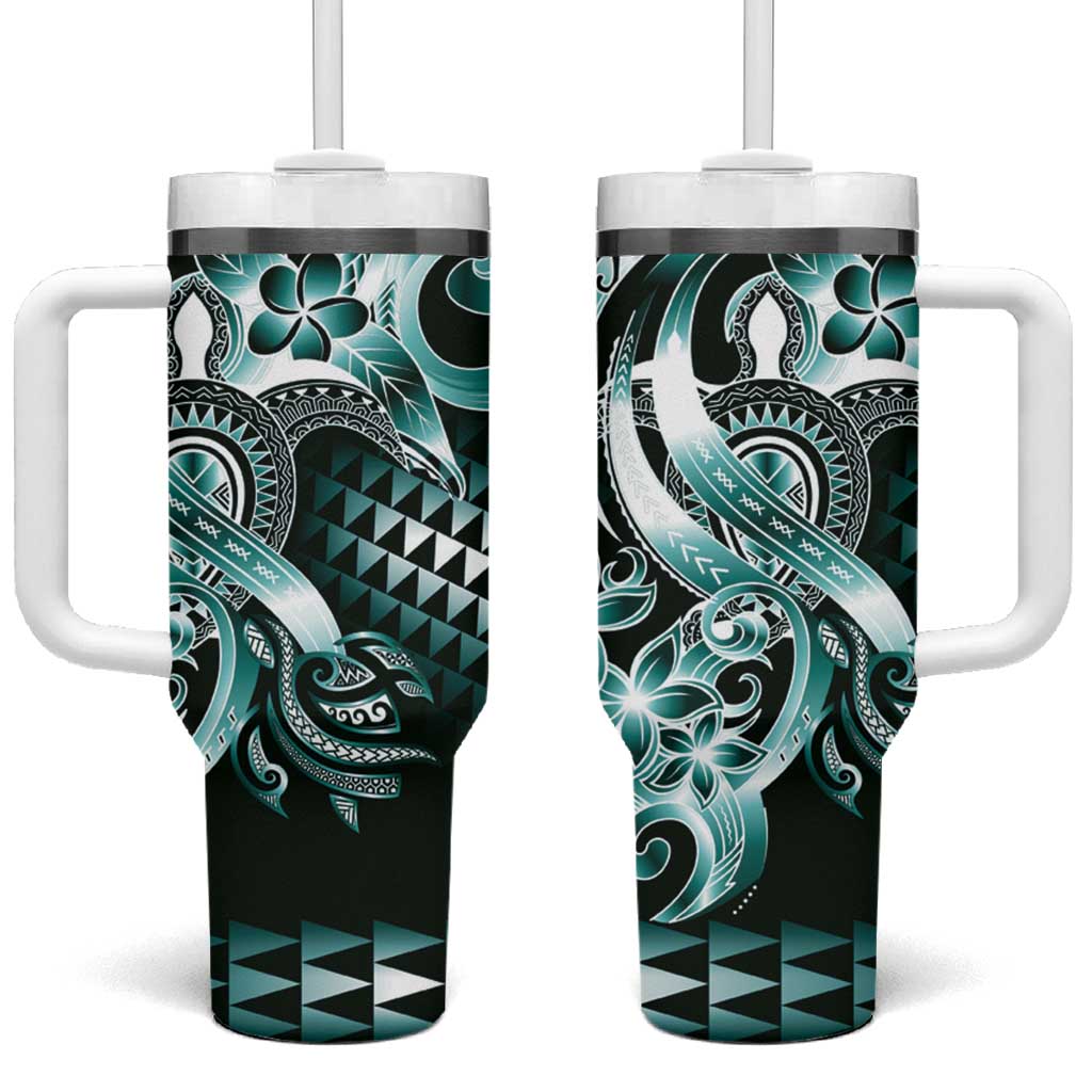 Aloha Turquoise Tribal Honu Tattoo Tumbler With Handle