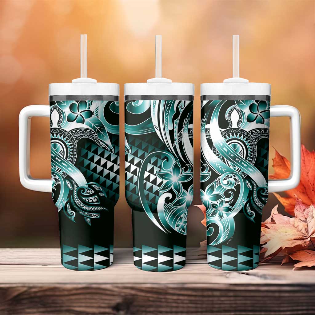 Aloha Turquoise Tribal Honu Tattoo Tumbler With Handle