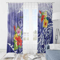 Personalised Chuuk States Humpback Whale Window Curtain Polynesian Tropical Flowers